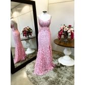 Vestido longo de festa M-5381 Rosa