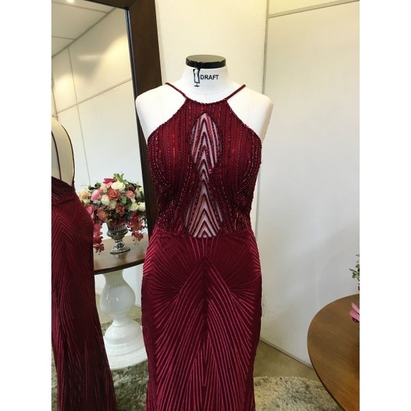 Vestido longo de festa M-5240 Marsala