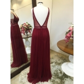 Vestido longo de festa M-0682 Marsala