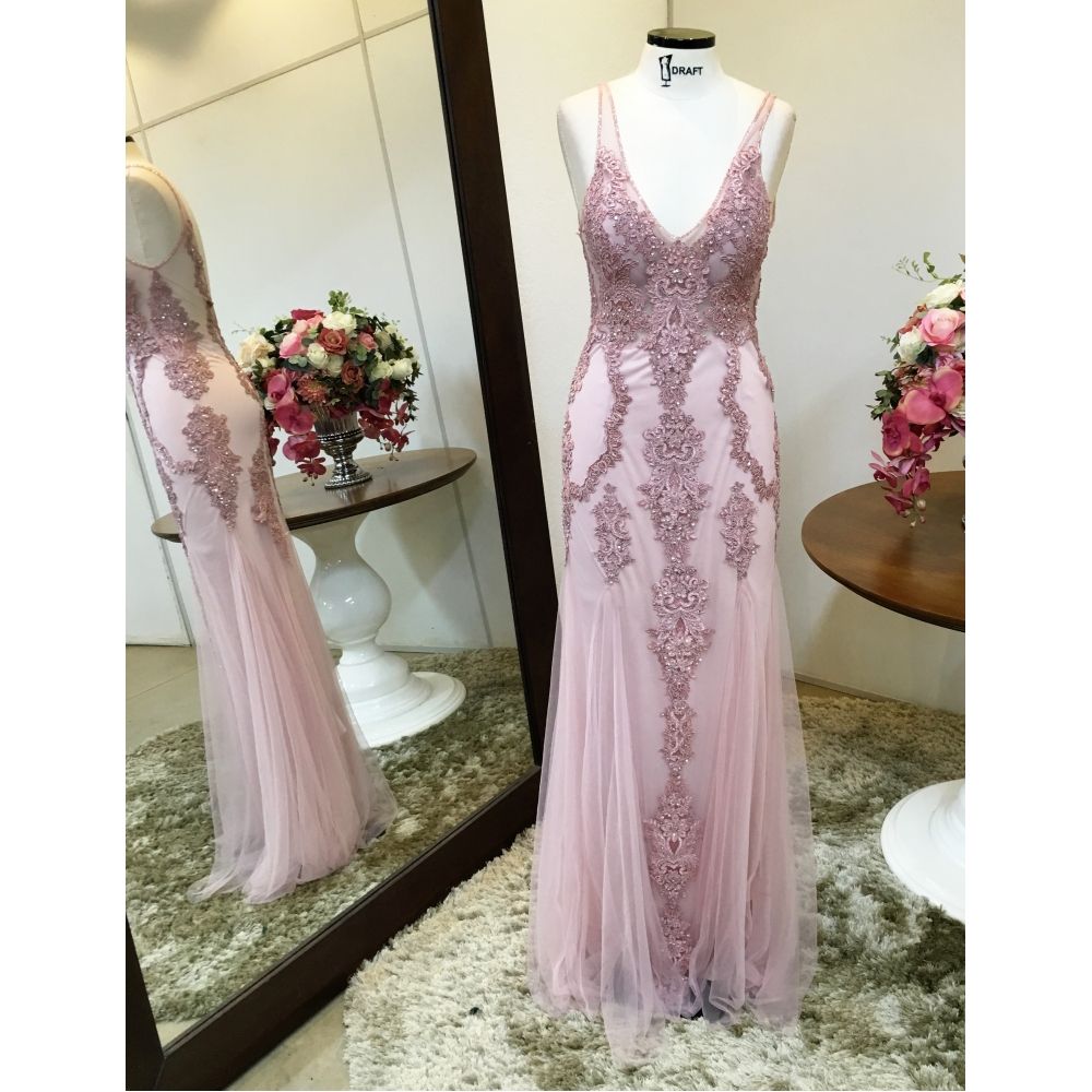 Vestido longo de festa M-5549 Rosé