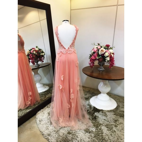 Vestido longo de festa M-5532 Coral