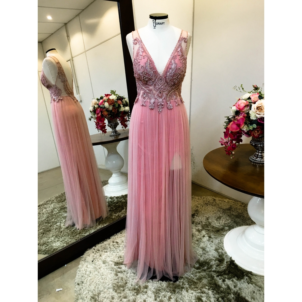 Vestido longo de festa M-5396 Rosé