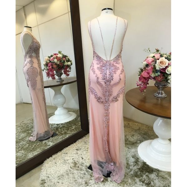 Vestido longo de festa M-5362 Rosa