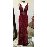Vestido longo de festa M-5536 Marsala