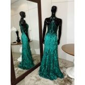 Vestido longo de festa M-5319 Verde Medicina