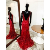 Vestido longo de festa M-6048 Marsala