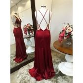 Vestido longo de festa M-5300 Marsala