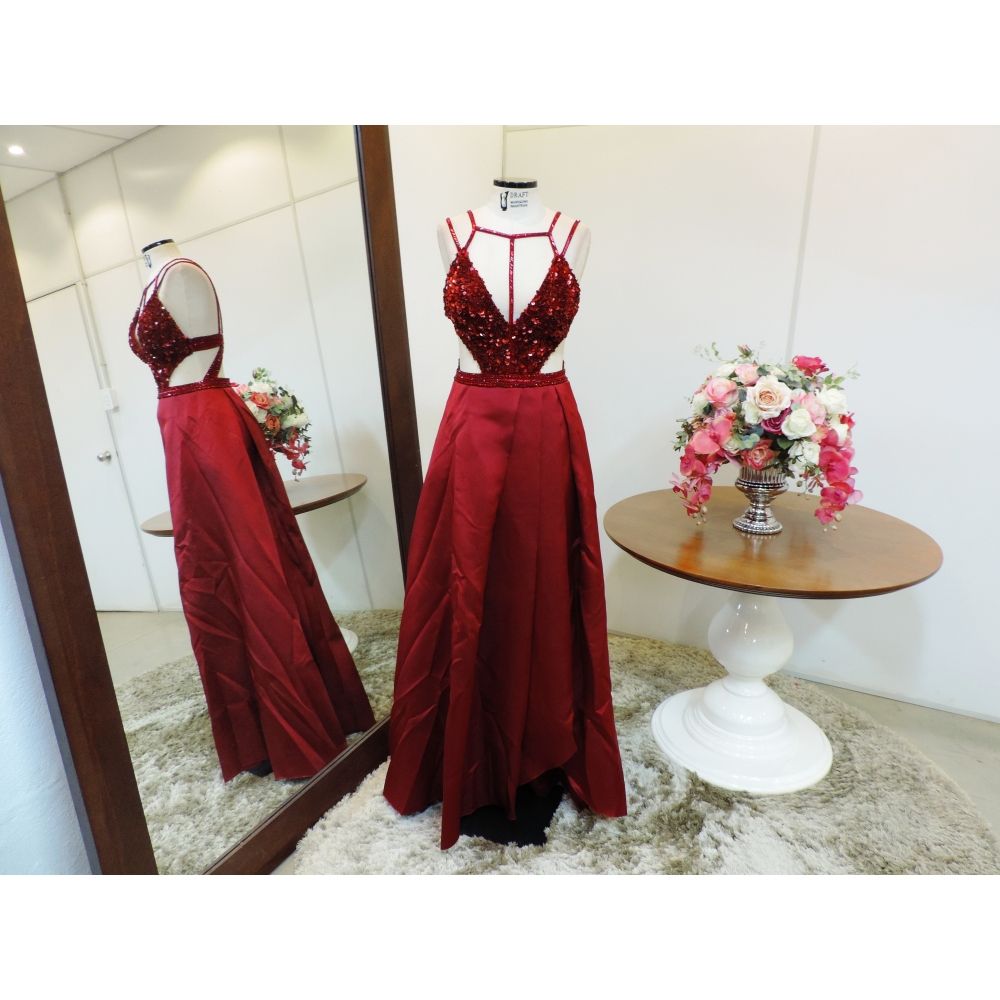 Vestido longo de festa M-5154 Marsala