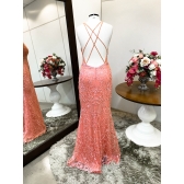 Vestido longo de festa M-6096 Coral