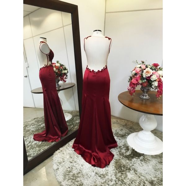 Vestido longo de festa M-6008 Marsala