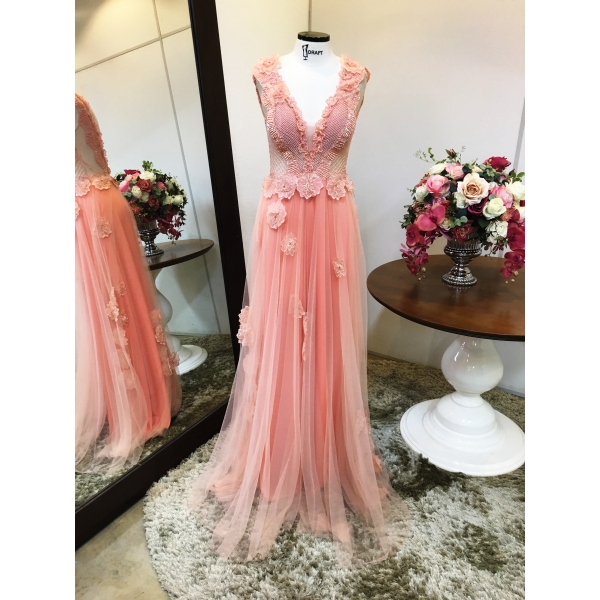 Vestido longo de festa M-5532 Coral