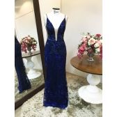 Vestido longo de festa M-5319 Azul Marinho