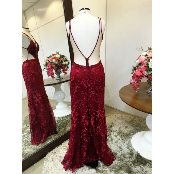 Vestido longo de festa M-5008 Marsala
