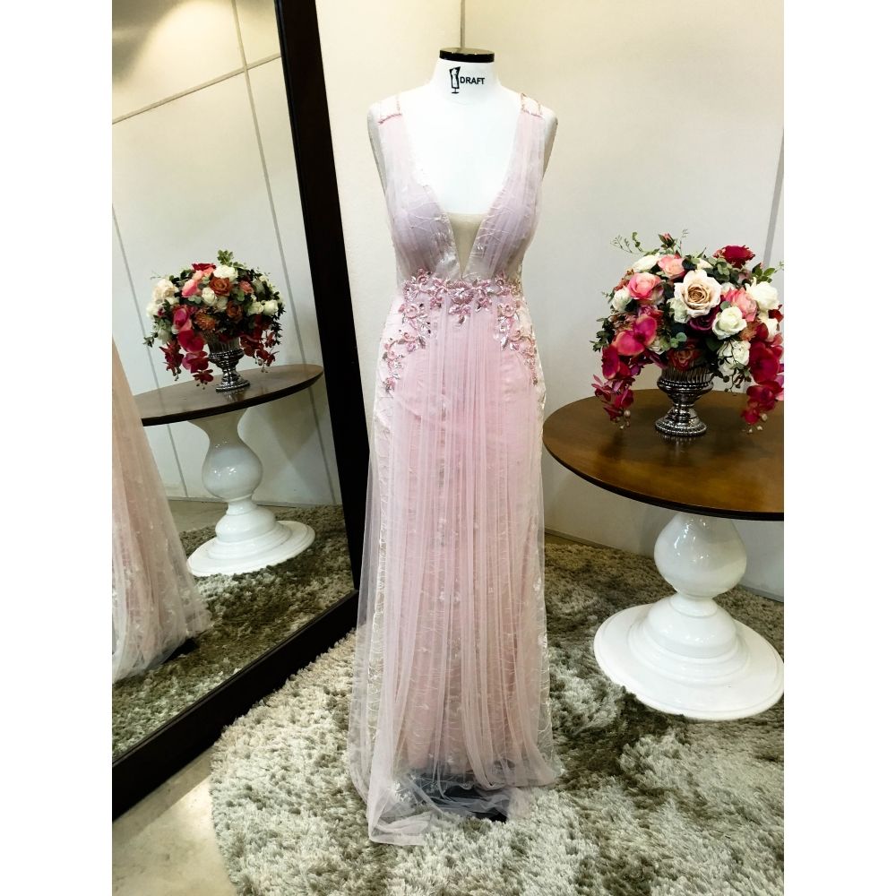 Vestido longo de festa M-5264 Rosa