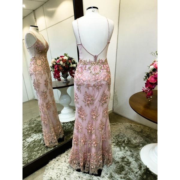 Vestido longo de festa M-5526 Rosé