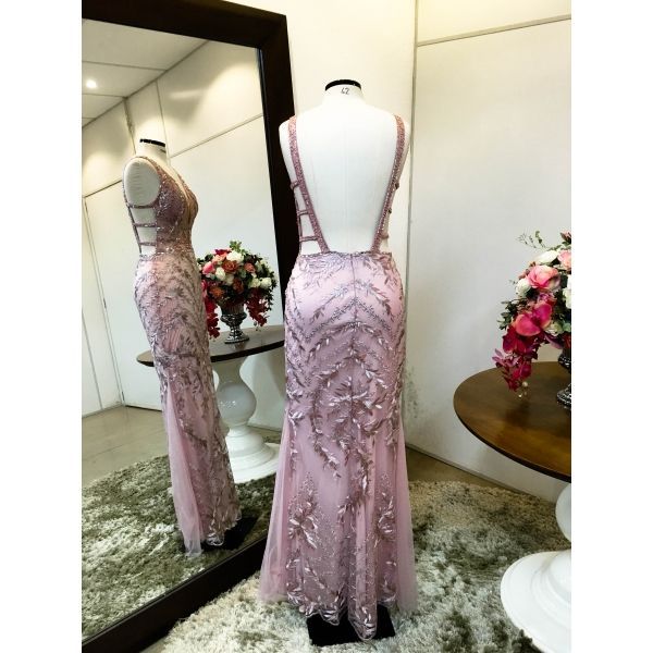 Vestido longo de festa M-6068 Rosé