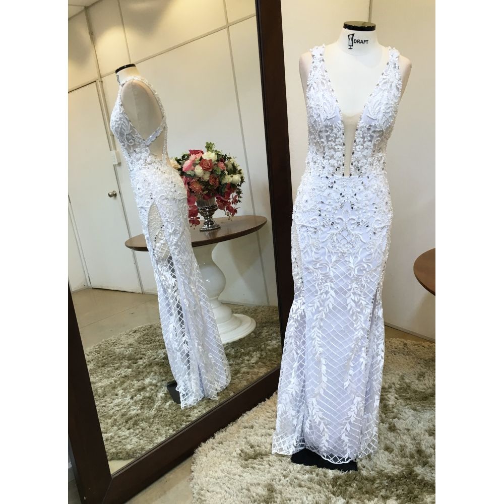 Vestido longo branco M-0090