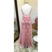 Vestido longo de festa M-6058 Rosé + estampa