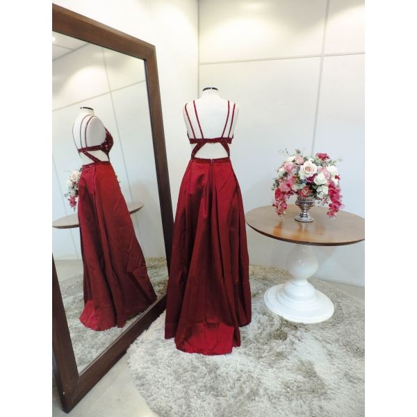 Vestido longo de festa M-5154 Marsala