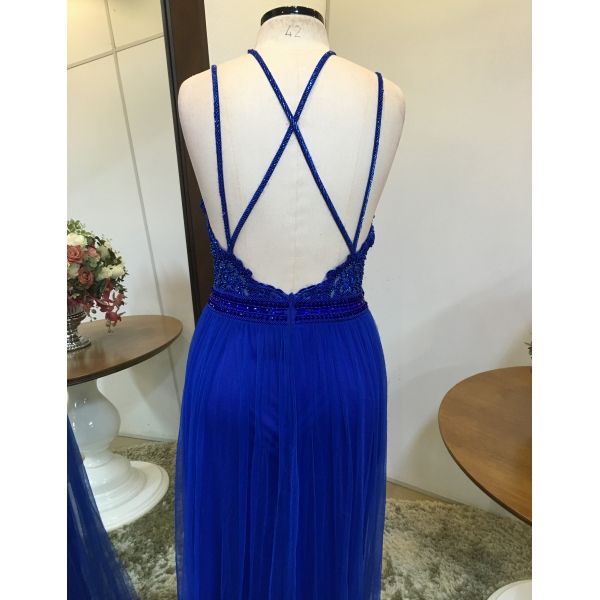 Vestido longo de festa M-1004 Azul Royal