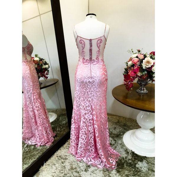 Vestido longo de festa M-5381 Rosa