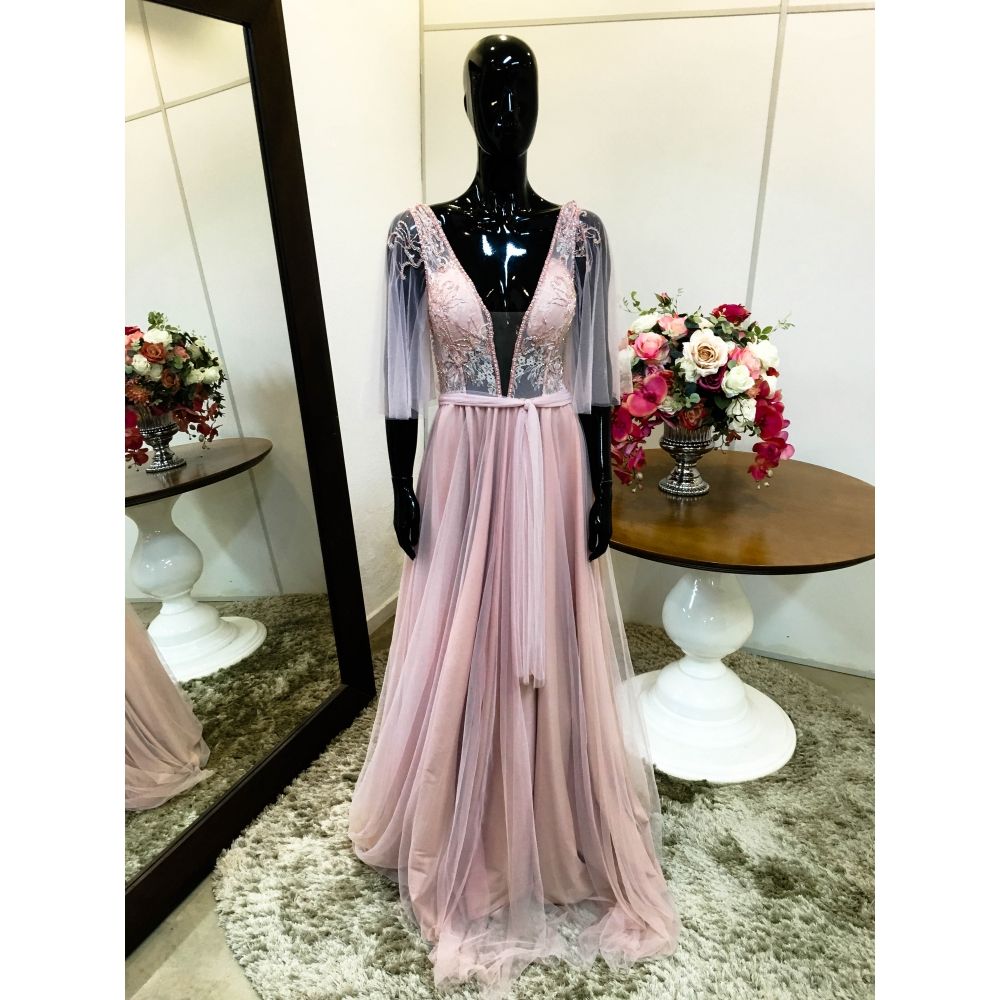 Vestido longo de festa M-6075 Rosé