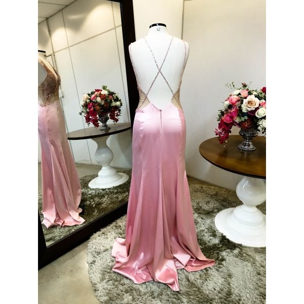Vestido longo de festa M-5300R Rosa