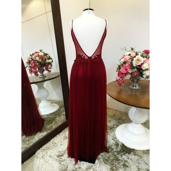 Vestido longo de festa M-5064 Marsala