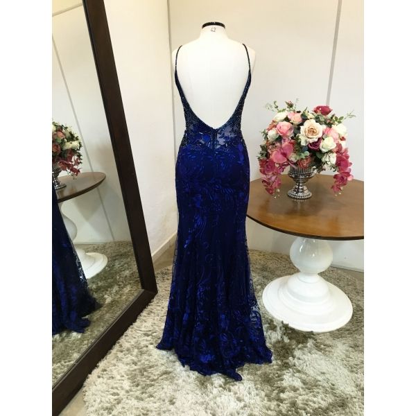 Vestido longo de festa M-5319 Azul Marinho