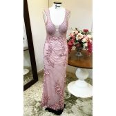 Vestido longo de festa M-5389C Rosa