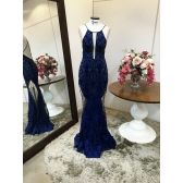 Vestido longo de festa M-6093 Azul Marinho