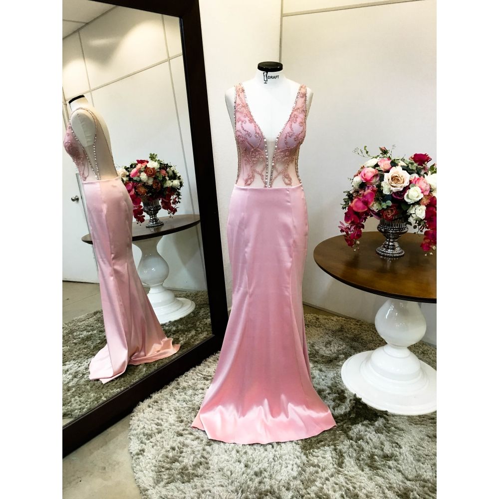 Vestido longo de festa M-6003 Rosé