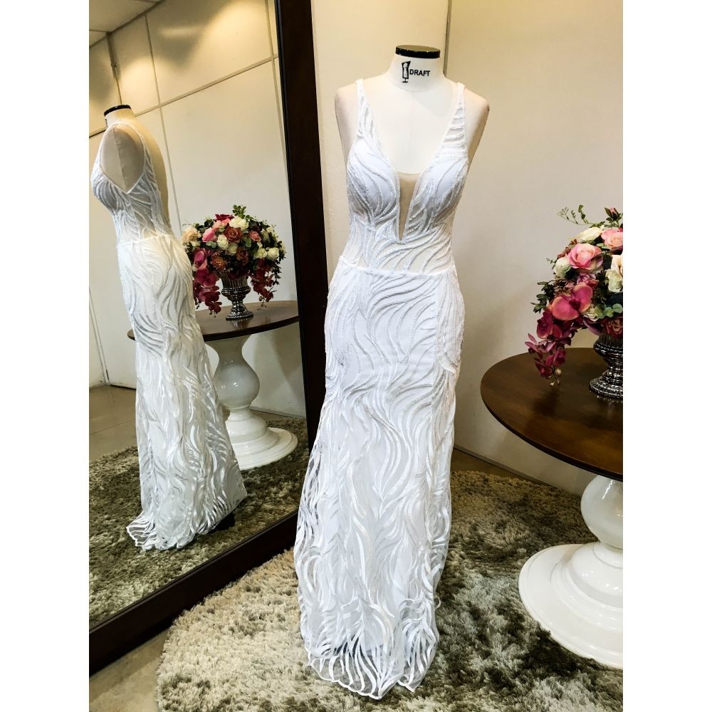 Vestido longo branco M-5413