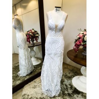 Vestido longo branco M-5413