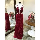 Vestido longo de festa M-5008 Marsala