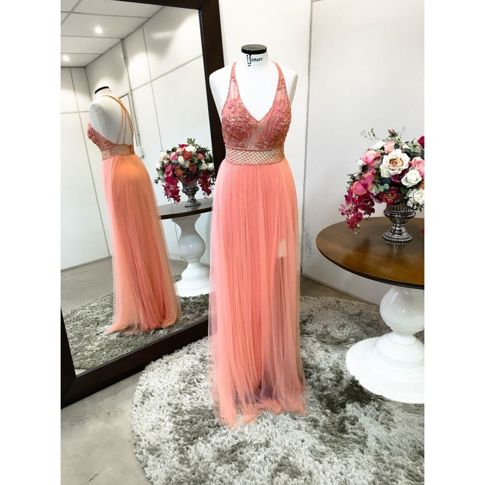 Vestido longo de festa M-5133 Coral