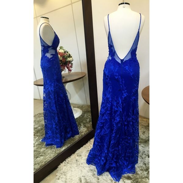 Vestido longo de festa M-0682 Azul Royal