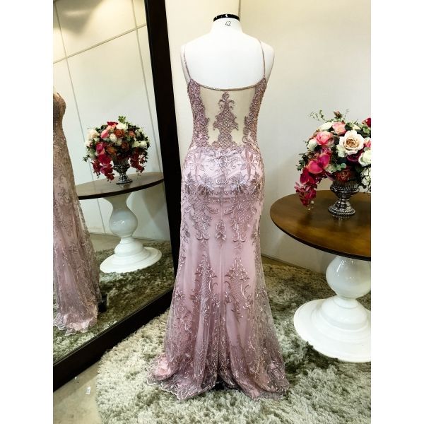 Vestido longo de festa M-5392 Rosé