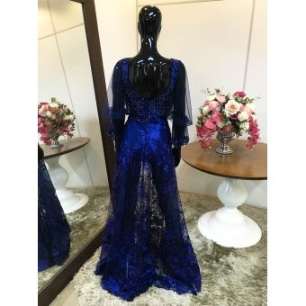 Vestido longo de festa M-5421 Azul Marinho