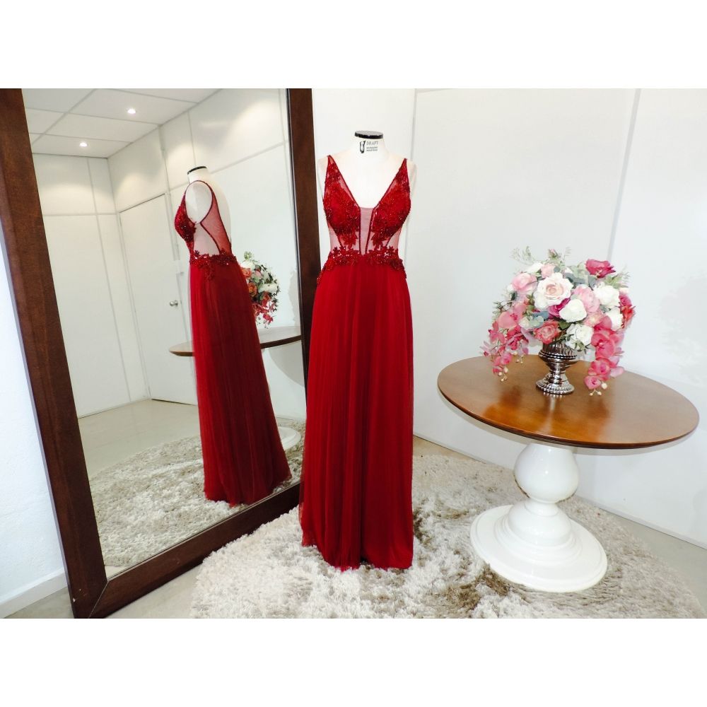 Vestido longo de festa M-0661 Vermelho