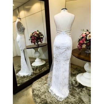 Vestido longo branco M-6061