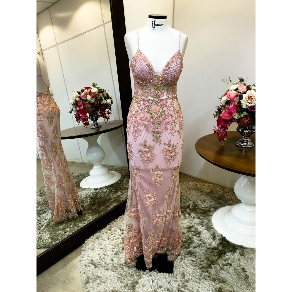Vestido longo de festa M-5526 Rosé