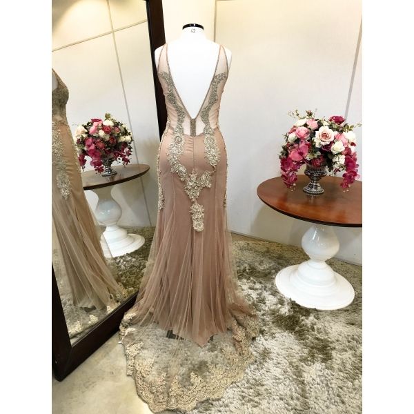 Vestido longo de festa M-5327 Dourado