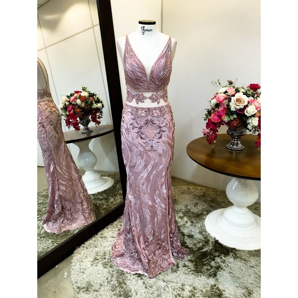 Vestido longo de festa M-5282 Rosé