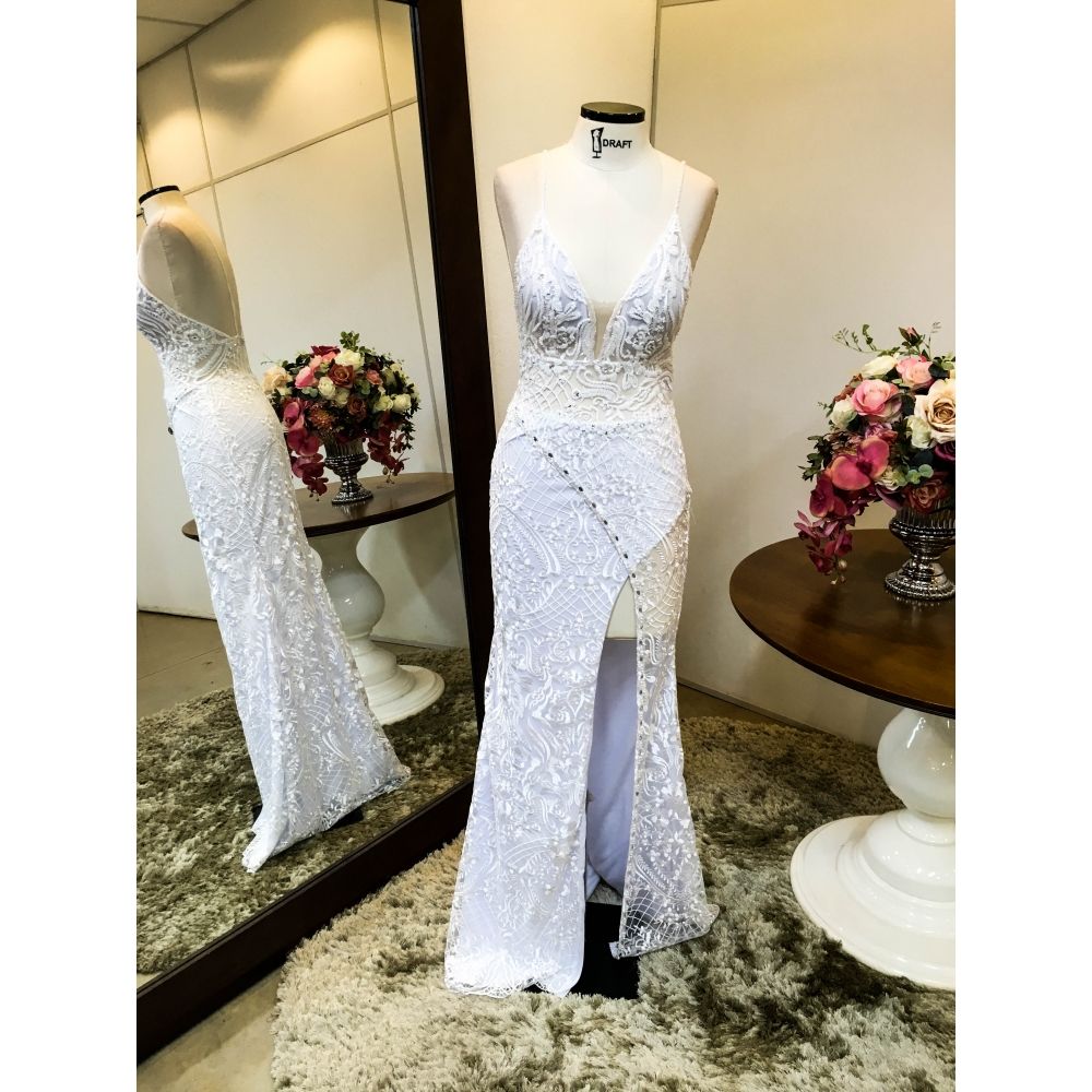 Vestido longo branco M-0092