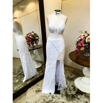 Vestido longo branco M-0092
