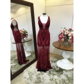 Vestido longo de festa M-5364 Marsala