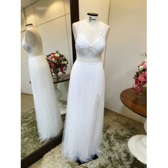 Vestido longo branco M-5128
