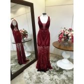Vestido longo de festa M-5364B Marsala