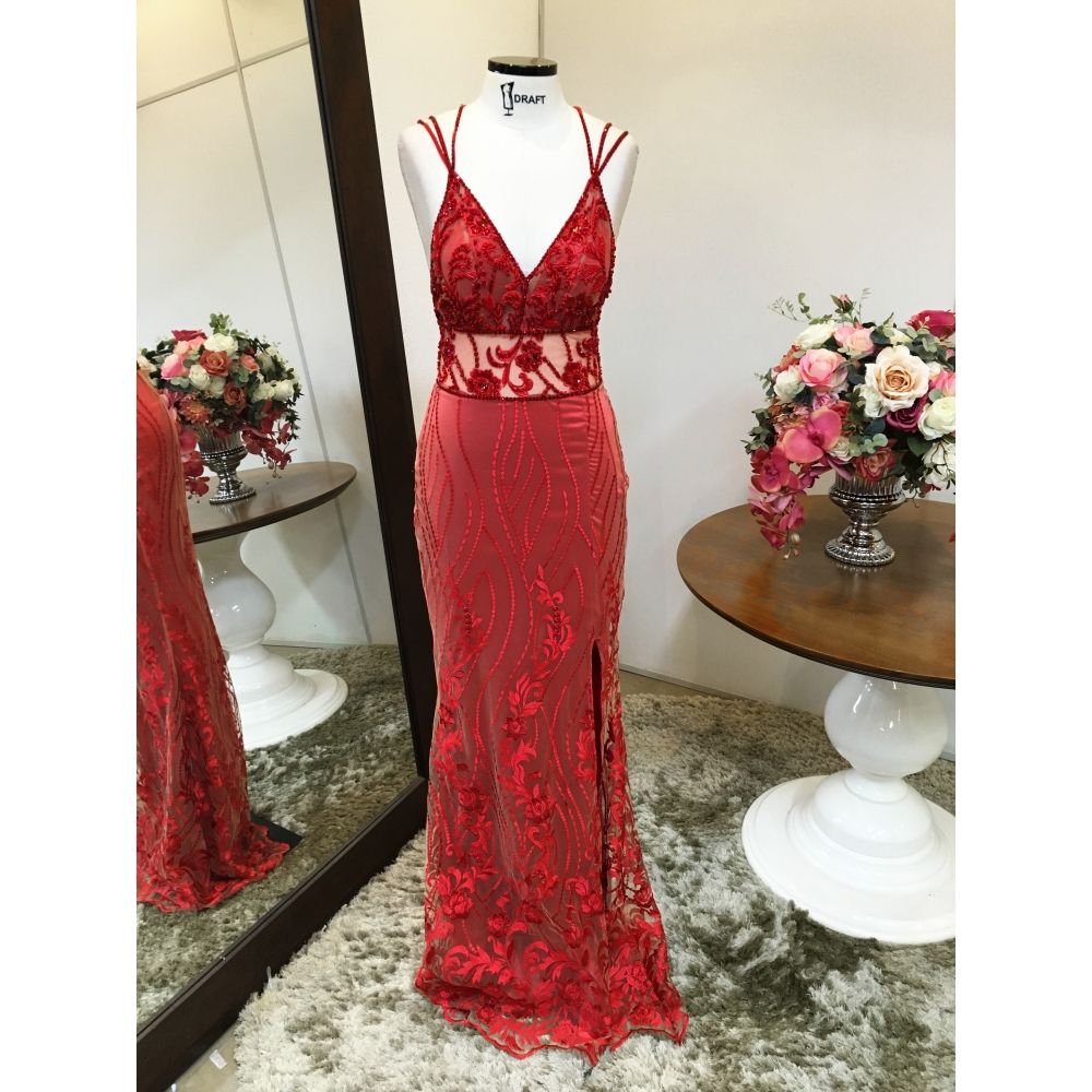 Vestido longo de festa M-5394 Vermelho
